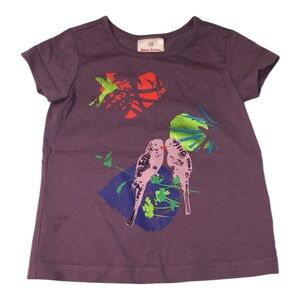 Hanna Andersson Size 4 100cm Tropical Purple Bird Shirt  100% Cotton T-Shirt